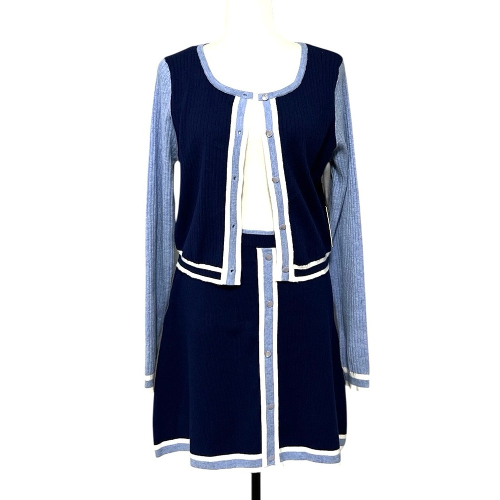 🆕 FRESHMAN 1996 Ribbed Knit Cardigan Sweater and Mini Skirt Set